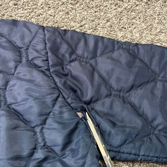 Vintage 70s Bomber Jacket Quilted Nylon Full Zip Navy Blue Military Grunge - Picture 8 of 13